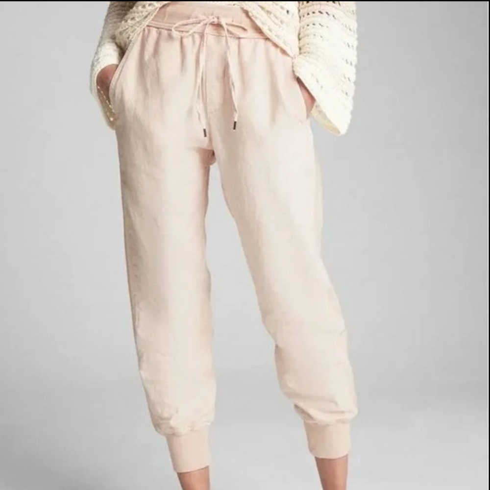 GAP blush pink jogger pants linen blend